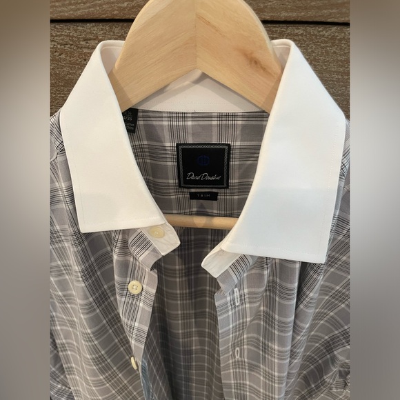 DAVID DONAHUE Trim Fit French Cuff Dress Shirt Size 15.5 - 34/35 - Picture 2 of 5